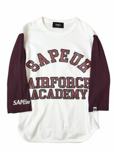 (D) SAPEur サプール カレッジ Tシャツ S ホワイト系 (ma)