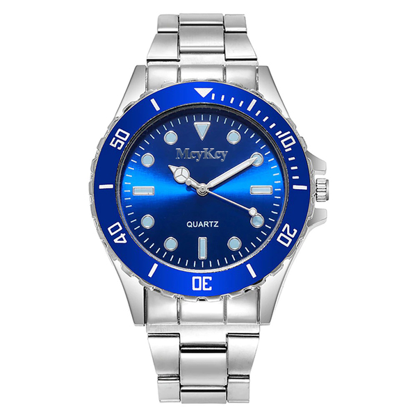 メンズ アナログ腕時計シルバー×ブルー青 (ロレックス サブマリーナ デイトではありません）
