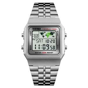 30m防水 デジタル腕時計 ステンレス スポーツ シルバー銀 CASIOカシオワールドタイムA500WA-1ではありません