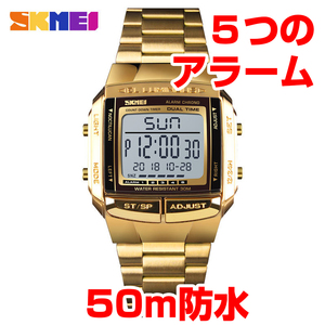 30m防水 デジタル腕時計 ダイバーズ カジュアルビジネス タイマー ゴールド金ステンレス360 CASIOカシオチプカシDB-360-1Aではありません