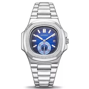 メンズ腕時計 シルバー×ブルー ステンレス (パテック・フィリップ ノーチラスではありません）カレンダー日付