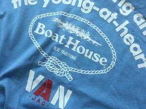 送料無料！別注アイテム BLUE TRADITIONAL VAN JAC BOAT HOUSE コラボレーション Tシャツ ヴァンヂャケット ボートハウス VAN JACKET INC.?