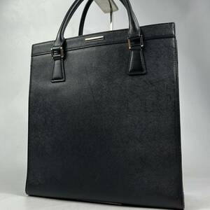 1 иен ~[ трудно найти товар ] BURBERRY Burberry портфель большая сумка A4 место хранения черный чёрный кожа ходить на работу сумка мужской noba проверка квадратное 
