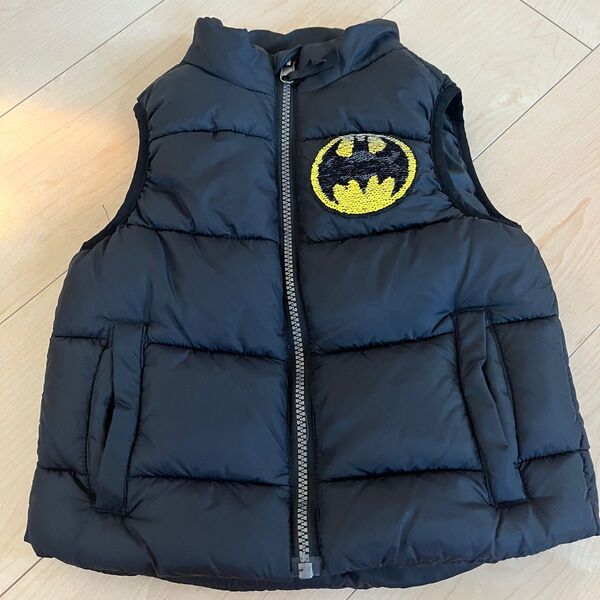 H&M エイチアンドエム ダウンベスト キッズ ブラック バッドマン スーパーマン 104