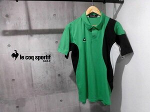 le coq sportif GOLF ルコックスポルティフ ゴルフ QG2571 メッシュ切替 吸汗速乾 半袖 ポロシャツ L/半袖シャツ/緑 グリーン/メンズ