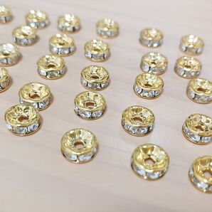 8ミリ ラインストーン ゴールド