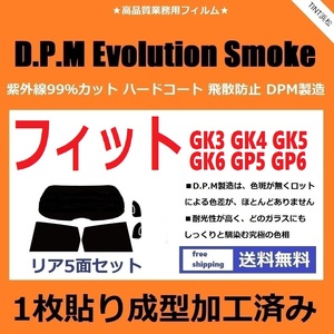 ◆１枚貼り成型加工済みフィルム◆ フィット　フィットハイブリッド　GK3 GK4 GK5 GK6 GP5 GP6　【EVOスモーク】 D.P.M ドライ成型