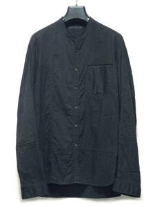 The Viridi-anne ヴィリジアン VI-2862-02 Product Dyed Long Sleeve Shirt ノーカラー 長袖 シャツ 2 黒 ブラック