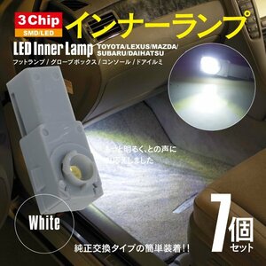 ネコポス限定送料無料★LED 3chip SMD インナーランプ ホワイト 7個 フットランプ グローブボックス コンソール ドアイルミ