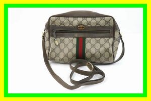 ★1円スタート★GUCCI/オールドグッチ★シェリーライン★PVC GG柄×レザー×キャンバス★ブラウン 904 02 004 斜め掛け ショルダーバッグ★