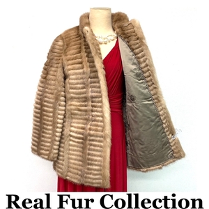 毛皮コート ミンク MINK リアルファー realfur 本物毛皮 ミディアム丈 着丈68cm 裾周囲115cm club藤(N639)