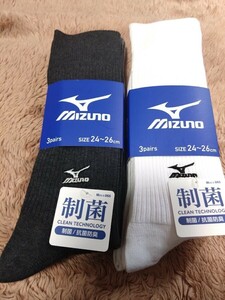 ②MIZUNO　メンズソックス　サイズ２４~２６cm　６足　制菌　抗菌防臭