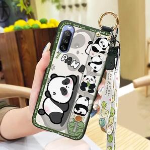 Xperia 10 IV スマホケース 薄型 バンド ストラップ付 パンダ B柄