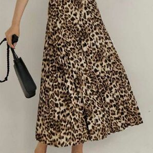 Re:EDITリエディ レオパード柄 プリーツスカート M ロングスカート 総柄