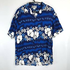 ALOHA REPUBLIC ハワイ製 レーヨンシャツ アロハシャツ Lサイズ 青花柄