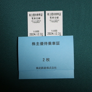 A-1東武鉄道 株主優待乗車券：2枚　2024年12月31日まで有効