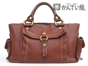 A24-593【中古品】CELINE セリーヌ ブキーバッグ レザー ブラウン 赤茶 ゴールド金具 ハンドバッグ レディース ※補色可能性アリ