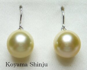  new goods * Oyama pearl *1 jpy ~ popular commodity! rarity color! champagne gold series large . White Butterfly pearl american pearl earrings 