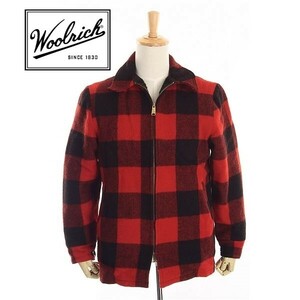 A4736/ビンテージ 80s 極美品 秋冬 Woolrich ウールリッチ ウール チェック ハーフコート ワーク ブルゾン ジャケット M 赤/USA製 メンズ