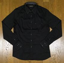 新品「PRIMO EMPORIO」胸ポケット付き 切替え 長袖シャツ Black SIZE:L/M-L 相当 ナポリ発 イタリア製 スリムフィット_画像1