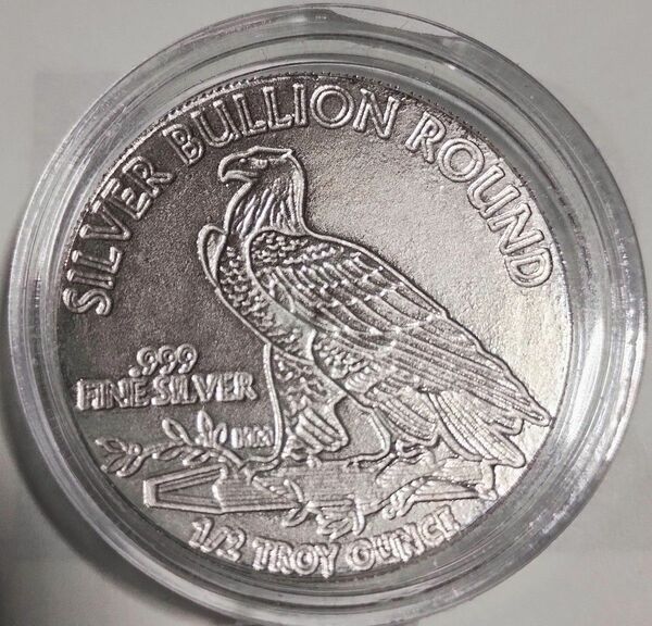 純銀コイン Fine Silver 約15.5g 1/2オンス 銀純度99.9% スリーナイン イーグル インディアン 地金