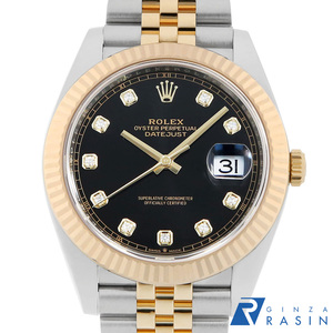 ロレックス デイトジャスト41 10Pダイヤ 126333G ブラック 5列 ジュビリーブレス ランダム番 中古 メンズ 腕時計