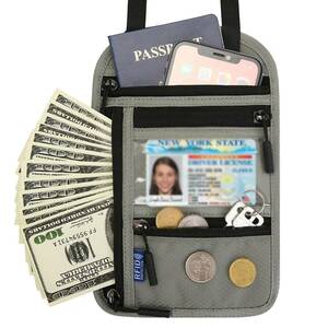 【在庫セール】パスポートカバー 軽量 多機能 セキュリティポーチ 大容量 スキミング防止 海外旅行 便利グッズ RFID 首掛け 