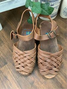 mohedatofe-ruMOHEDA TOFFELN сабо сандалии 35 кожа дерево обувь обувь Brown чай женский 