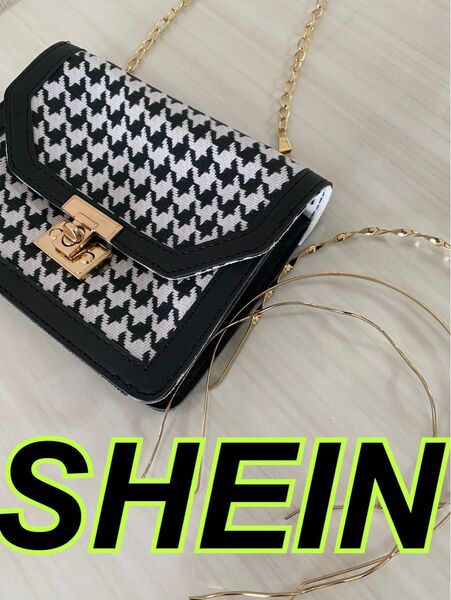 SHEIN シーイン・千鳥格子柄チェーンバッグ ショルダーバッグ