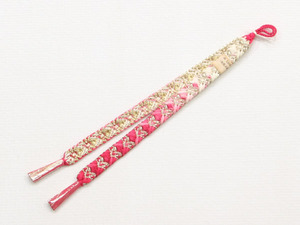 正絹平織り羽織紐(ピンクぼかし、金)