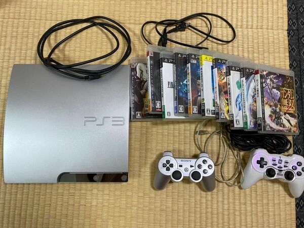 PlayStation3 本体　CECH-2500A サテンシルバー　160GB　動作確認済み、コントローラ2&ソフト10セット