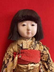 コレクター所蔵品 市松人形 落款有 日本人形 アンティーク 抱き人形 丸平 豆人形 玩具 雛人形 ビスクドール 戦前 縮緬 昭和初期 