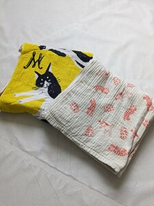 1000 иен старт!* почти день * почти день . нить . газета *Yasashii Towel*.... полотенце * кошка рисунок *2 шт. комплект!*
