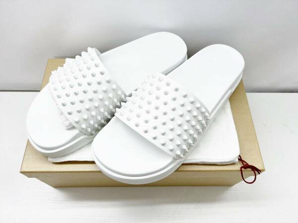 美品　Christian Louboutin　クリスチャンルブタン　スタッズ　POOL FUN FLAT CALF　コンフォートサンダル　44　約29ｃｍ　1201293