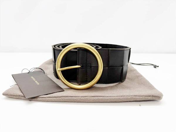 未使用保管 美品 Bottega Veneta ボッテガヴェネタ マキシイントレチャート カセット コート ベルト Dブラウン 577933