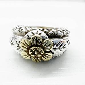 Stephen Dweck スティーブンデュエック フラワー コンビ リング 925 K18 シルバー 約7.5