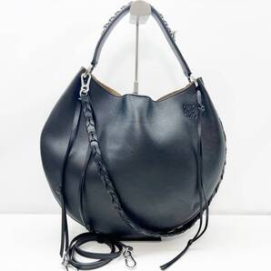 美品 LOEWE ロエベ アナグラム ホーボー フォーチュンバッグ 3WAY ショルダー 黒 326.62.P66