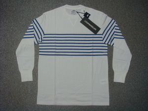 LOOPWHEELER 「9スリーブ ボーダープリントTシャツ」(LW246) ホワイト×ブルー サイズM 新品未使用 ループウィラー スウェット スエット