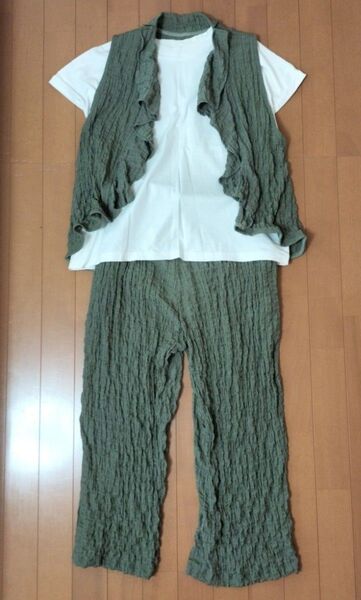 【美品】セットアップ ジレ ワイドパンツ M〜L