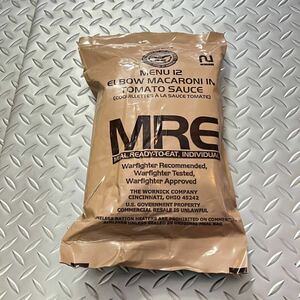 沖縄 米軍実物 MRE/ワーニック Meal Ready To Eat レーション Menu12 Elbow Macaroni in Tomato Sauce 2023/3検品　(INV CD08)