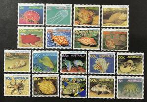 オーストラリア 1984-1986年発行 クラゲ 魚 貝 ウミウシ タコ 海の生物 切手 18種のみ 未使用 NH