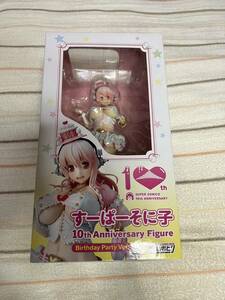  Super Sonico 10th Anniversary figure birthday party ver used box crack equipped . parts necessary verification postage our expense 