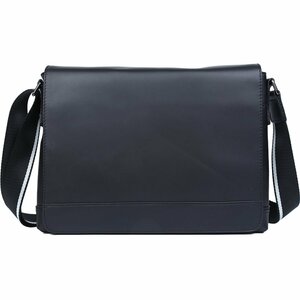 TIDING light weight water-repellent napa leather original leather men's messenger bag shoulder bag cow leather A4 13PC correspondence commuting going to school bicycle bag black . cow 