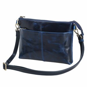 TIDING luxury cow leather original leather shoulder bag sakoshu bag ZIP opening and closing midnight blue man and woman use 