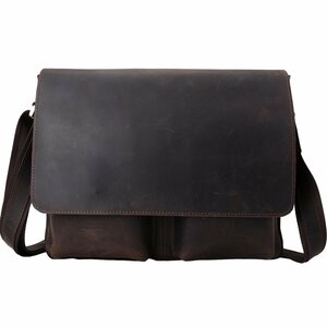 TIDING men's original leather messenger bag shoulder bag thick cow leather personal computer bag 13PC A4 document correspondence commuting going to school bicycle bag . cow 