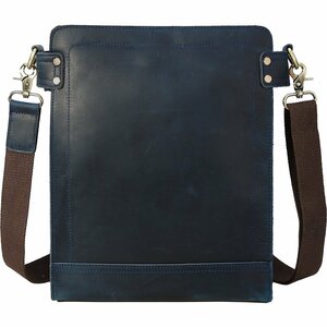 TIDING thick cow leather original leather men's messenger bag shoulder bag correspondence bicycle bag midnight blue . cow 