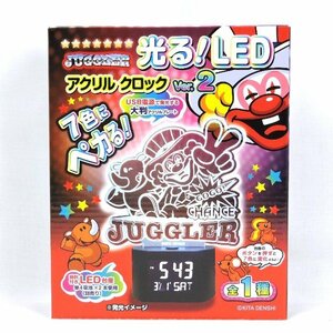 【未使用】JUGGLLER ジャグラー アクリルクロック ver.2 光る！LED 7色にペカる！ ＬEDアクリル台座付きデジタル時計