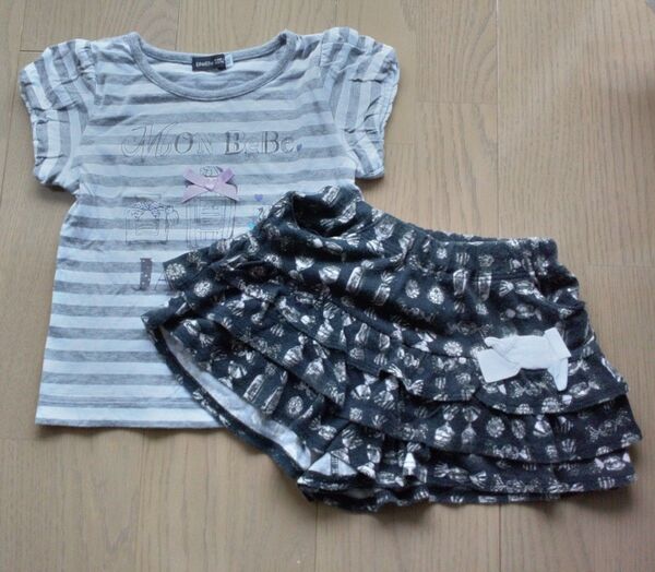 BeBe べべ 半袖 Tシャツ ショートパンツ キュロットスカート 女の子 半ズボン リボン ボーダー 100㎝ まとめ売り