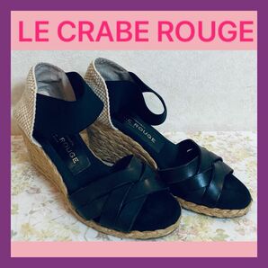 LE CRABE ROUGE ウェッジソール サンダル　ジュート　ブラック　黒　24 24.5 大人 ハイヒール　レディース