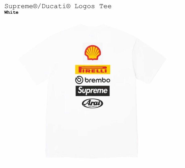 Mサイズ☆Supreme/Ducati Logos Tee シュプリーム Tシャツ White 白